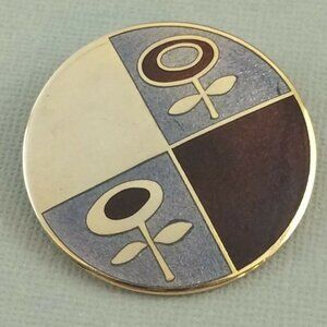 De Passille Sylvestre Enamel Modernist MCM Flower Brooch Pin Vtg Quebec
